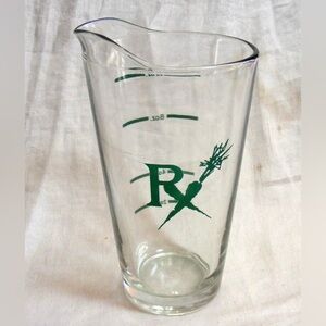 Vintage glass  Measuring Pitcher with Green RX Design